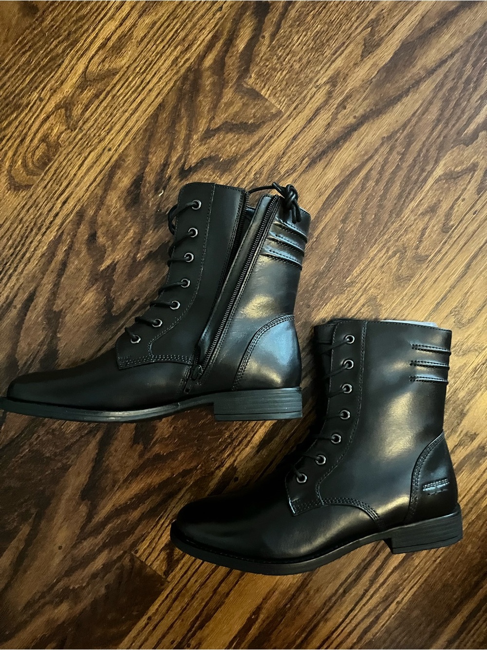 Josef Seibel Black Leather Combat Boots size 40